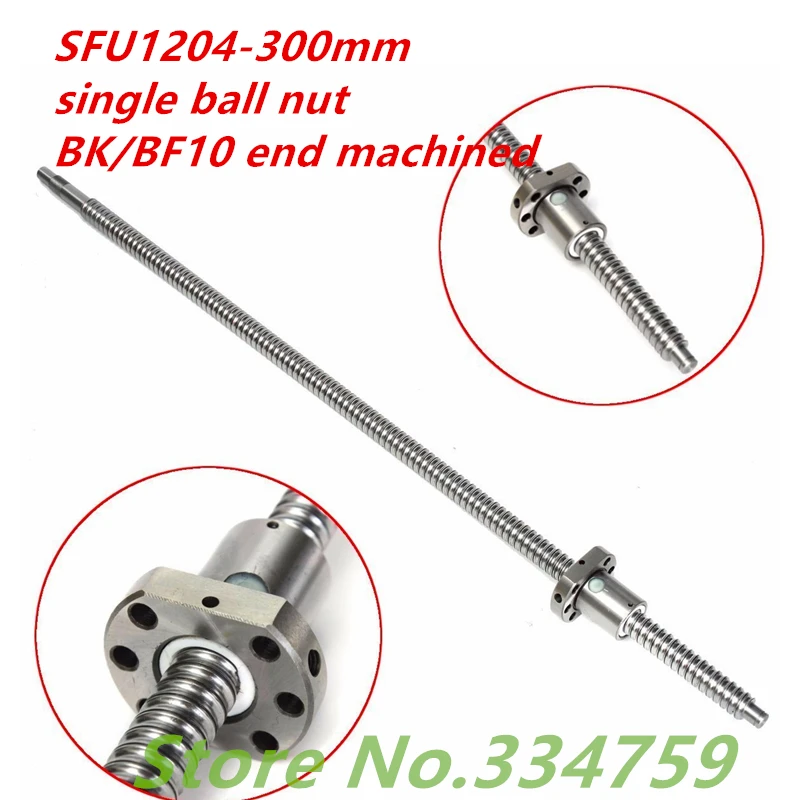 

NEW SFU1204 300mm rolled ball screw C7 with 1204 flange single ball nut for BK/BF10 end machined CNC parts