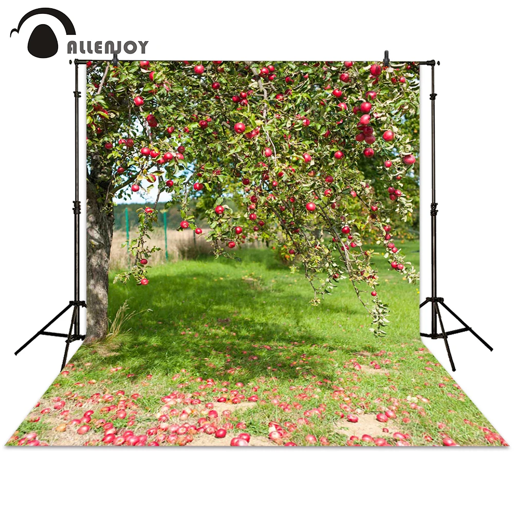 Allenjoy-telón de fondo de primavera con árboles frutales, pastizales, naturaleza, cartel, cortina, sesión fotográfica para niños, Baby Shower