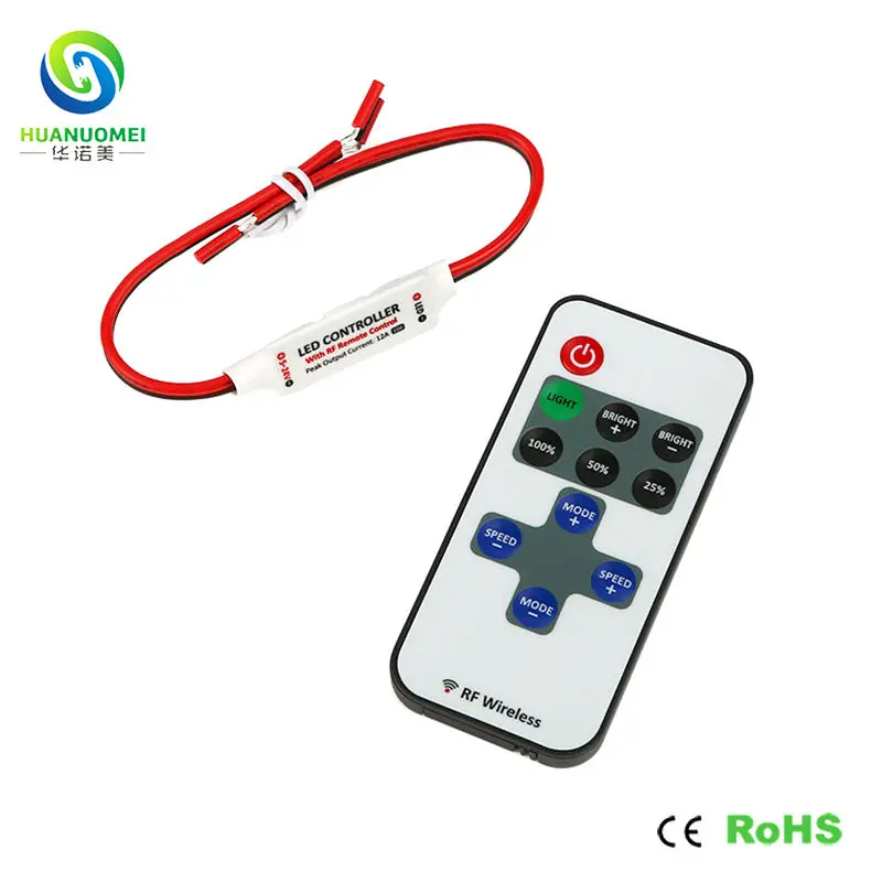 عالية الجودة تيار مستمر 5 ~ 24 فولت وحدة تحكم لاسلكية صغيرة RF LED لون واحد باهتة لوحدة 5 فولت 12 فولت مصلحة الارصاد الجوية 3528 5050 شرائط مصباح