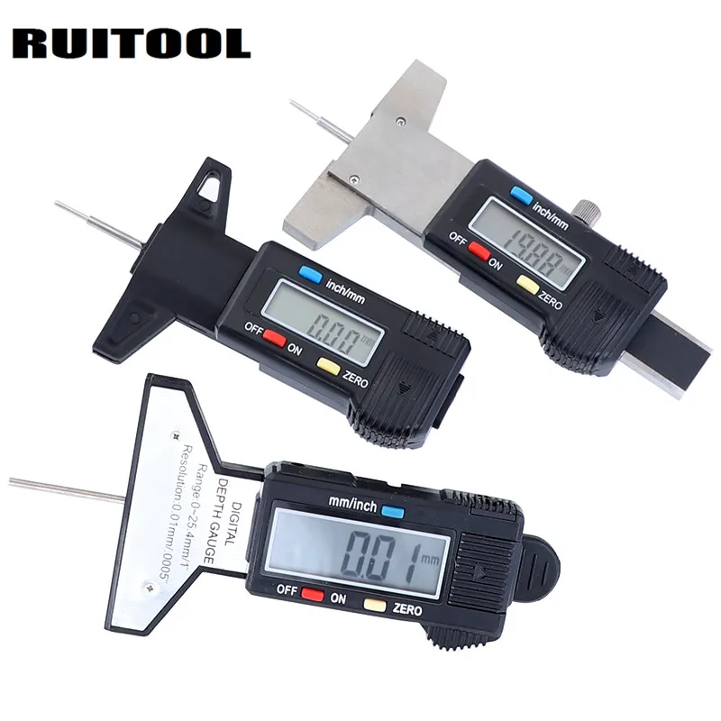 Jauge de profondeur numérique 0-25.4mm/0.01mm, métrique/pouce, jauge de profondeur de bande de roulement, affichage LED étrier 1 pièce