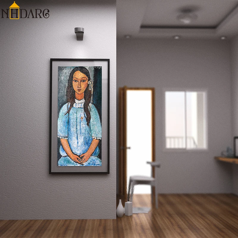 

Alice by Amedeo Modigliani Cross Girl Classic Portrait Oil Painting Print on Canvas Wall Pictures For Living Room Home Decor Art