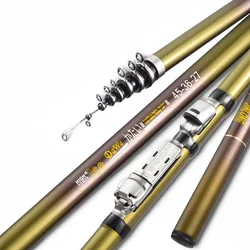Carbon ultra light super hard multipurpose rock fishing rod grass green telescopic spinning fishing rod feeder sea pole