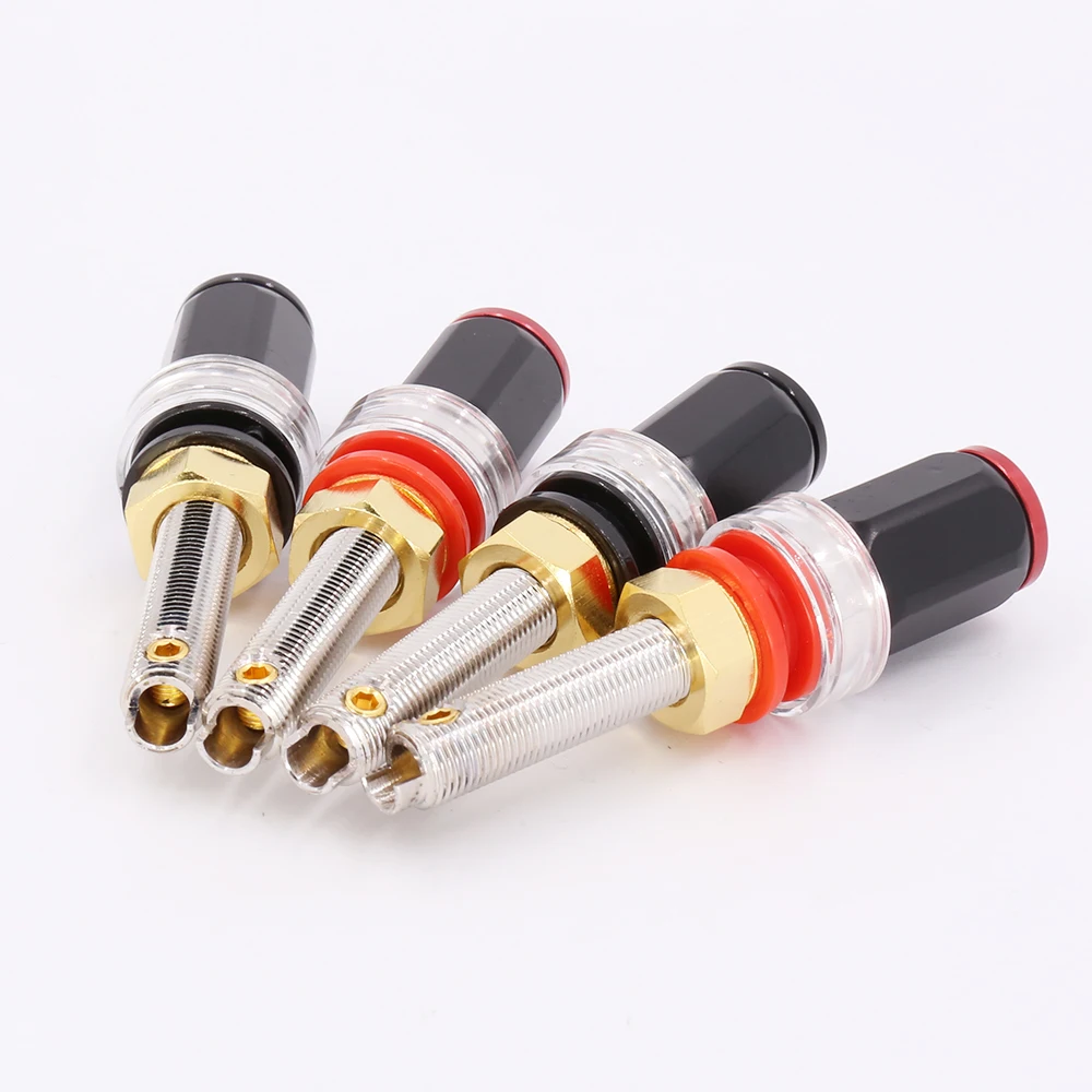 4pcs Rhodium Plated Speaker terminals Binding Posts connector Female Banana Jack Connector