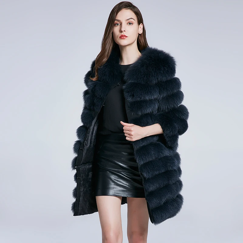 2020real fox fur  removable bottom women Fox fur coat warm thick HWT-C01