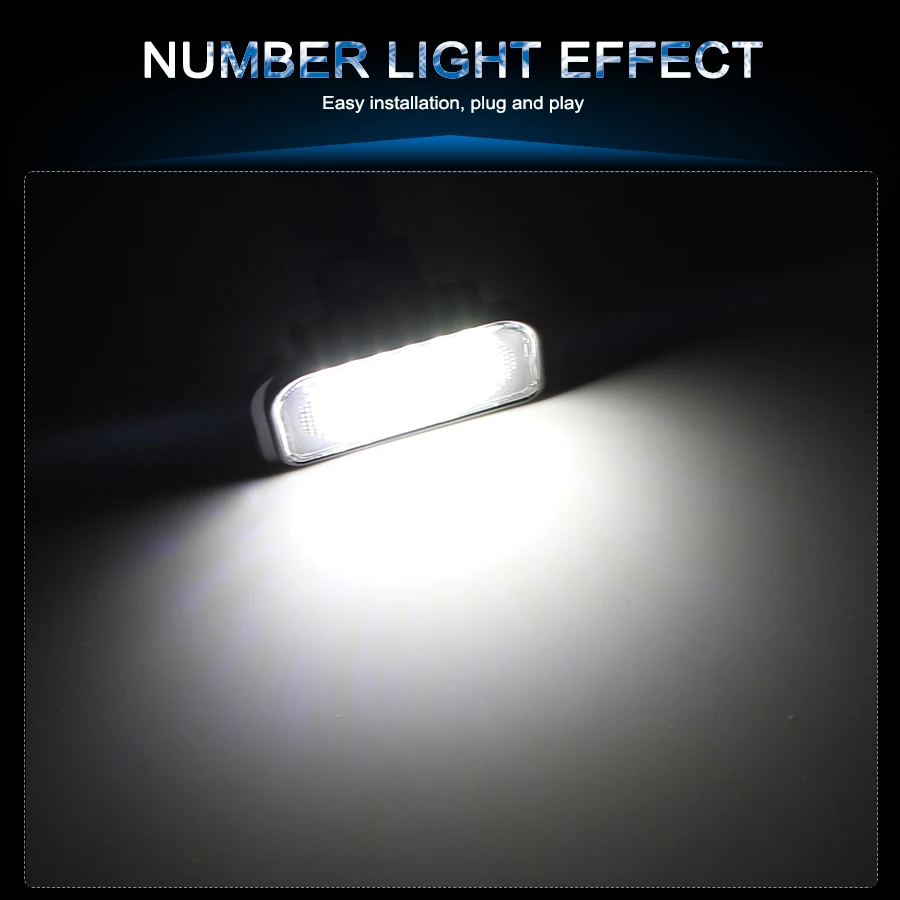 2Pcs CanBus Error Free License Plate LED Light For Mercedes-Benz W203 5D 4D Door Number lamp white 12V