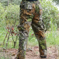 Men Breathable Leaves Bionic Camouflage Hunting Pants Hiking Camping Fishing Long Trousers Military Cargo Pants Plus Size