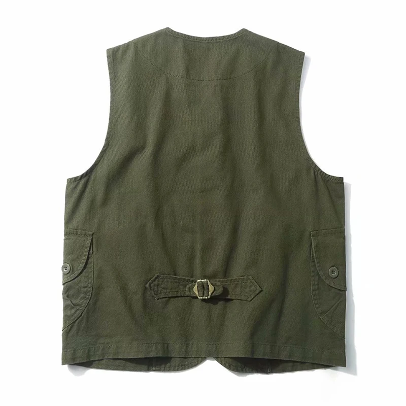 Men Vests Men's Summer Sleeveless Multi-pocket Vest Vintage Casual Wear Cotton Short Vest Safari Style Vest Coat Waistcoat Male