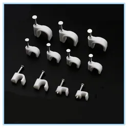 100 피스 케이블 고정 6mm 플랫/라운드/서클 경로 케이블 클립 (네일 포함), 와이어 U 서클 케이블 클램프 (네일 포함)