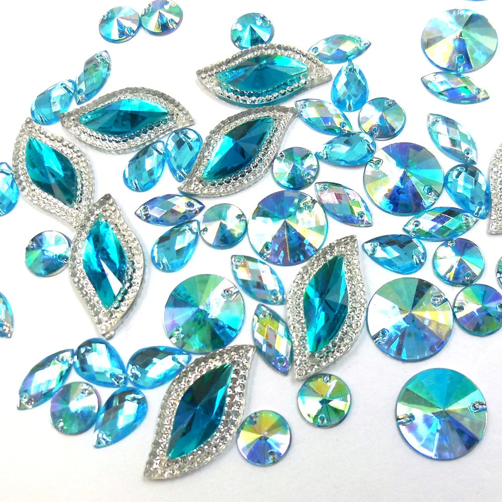 

Mix Baby Blue 310pcs Clothes Garments Sew-on Flatback Rhinestones Crystals Beads For Diy Sewing Wedding Dress Patches Trimmings