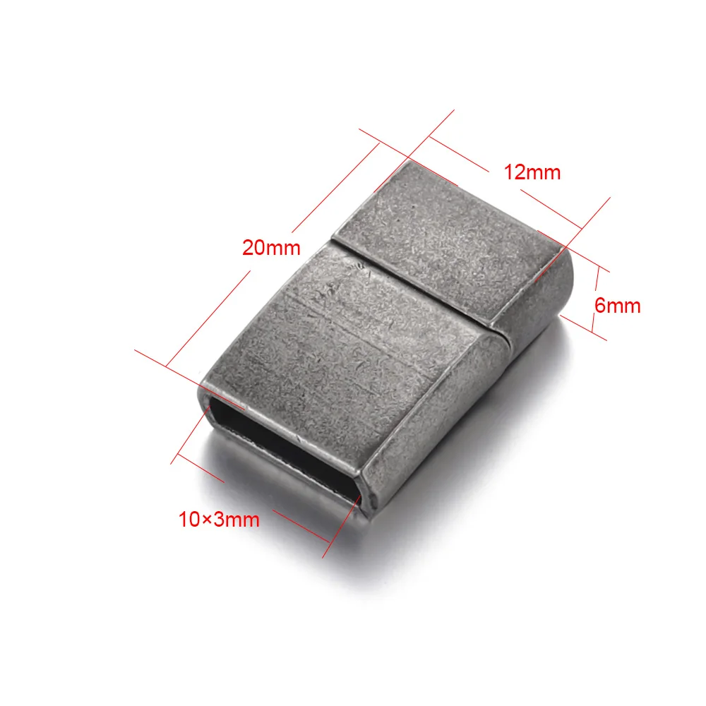 Stainless Steel Magnetic Clasp Flat Hole 10*3mm Leather Cord Clasps Magnet Buckle DIY Bracelet Jewelry Making Accessories
