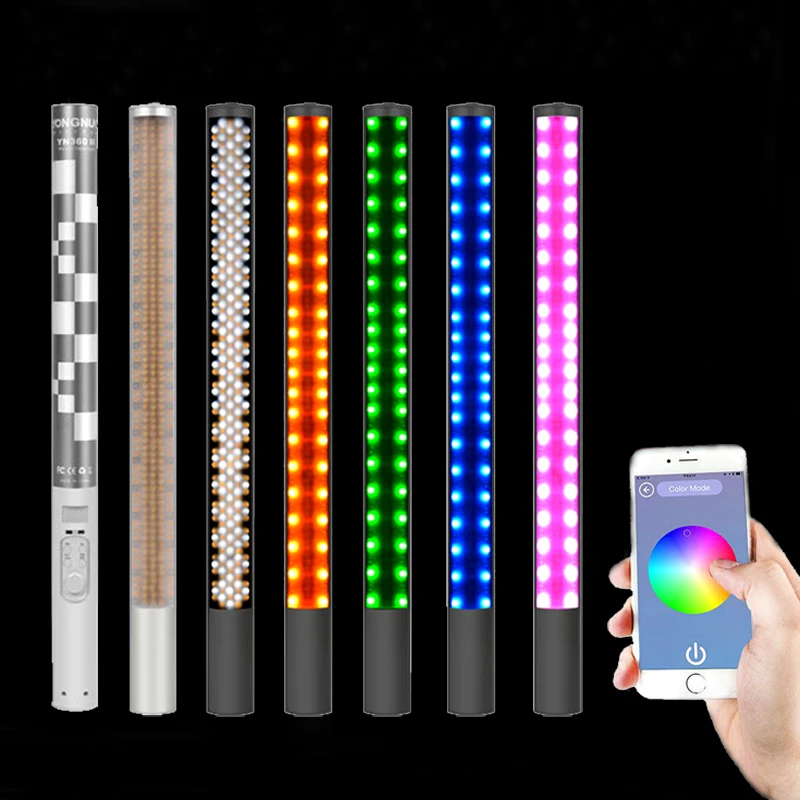 Yongnuo YN360 II CRI95+ RGB 5500K / Bi-color 3200-5500K Handheld LED Video Fill Light Stick YN360II With 5200mAh Lithium Battery