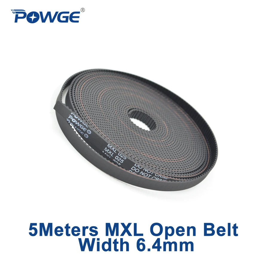 

POWGE Trapezoid MXL Open Timing belt width 6.4mm 6mm 0.25inch Neoprene Rubber with fiberglass Core MXL-6mm Timing Belt 5Meters