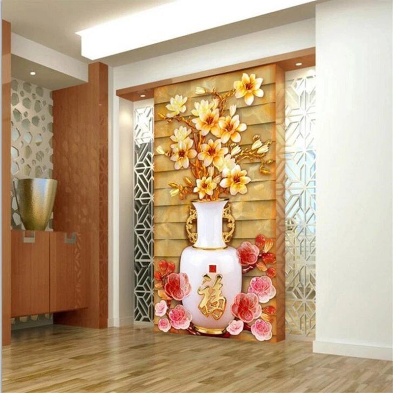 wellyu Custom Wallpaper 3d Large Photo mural обои Paintings Jade Carvings Fancy Vases Conversation Aisle Decoration 3d wallpaper