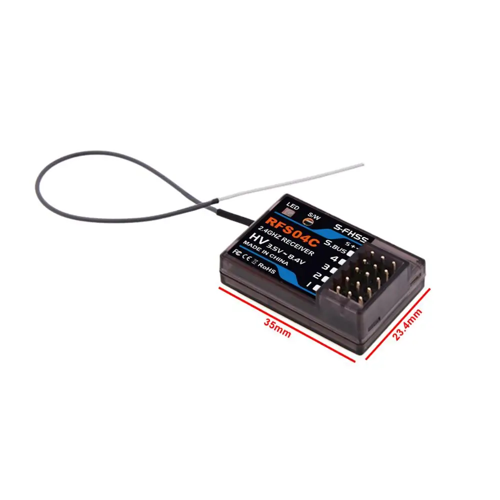 RFS04C 2.4Ghz S-FHSS Compatible 4 Channels and SBUS HV RC Car Receiver Module RX for TX Futaba 4PX, 7PX, 4PV, 3PV etc.