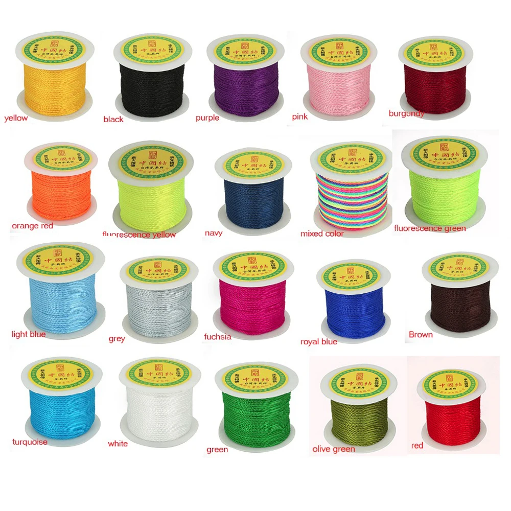 

20 Colors Hot Selling 49yards/roll Chinese Knot Cords 2mm Wire Beading Jade Thread String for DIY Bracelet Jewelry Craft Making