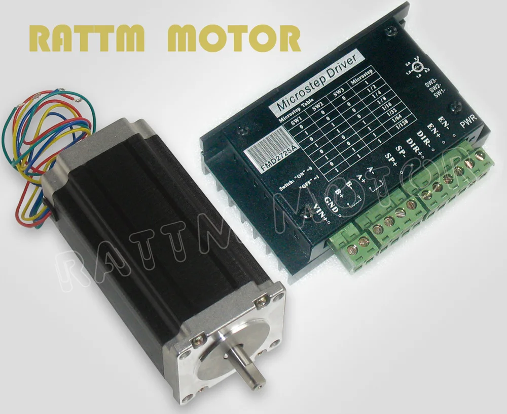 

Nema23 CNC stepper motor 425 oz-in,112mm,3.0A & Driver 40V,128 microstep and 2.5A current