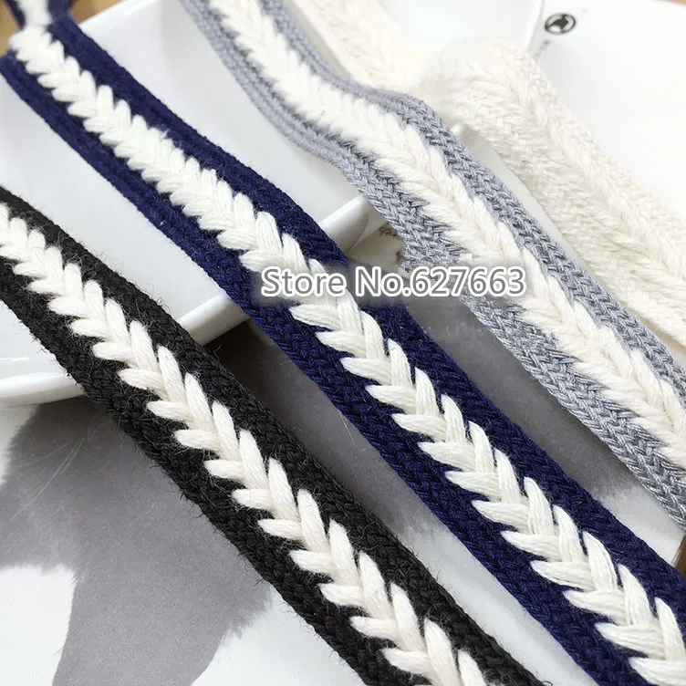 15mm woven cotton belt Herringbone cotton webbing Decorative webbing DIY garment accessories