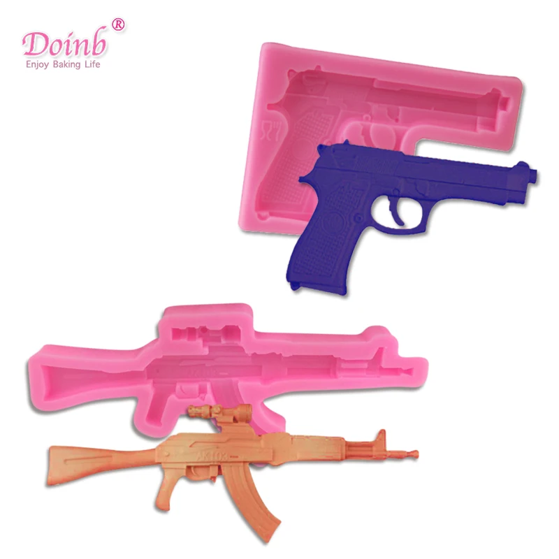 AK Gun Shape Silicone Mold DIY 3D Cake Fondant Soap Cupcake Jelly Candy Chocolate Baking Decoration Tool