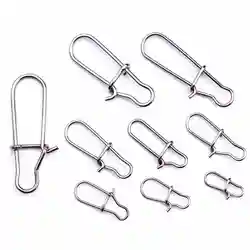 100PCS/Lot Hooked Snap Stainless Steel 0#-8# Fishing Barrel Swivel Safety Snap Hook Lure Accessories Connector Snap Pesca