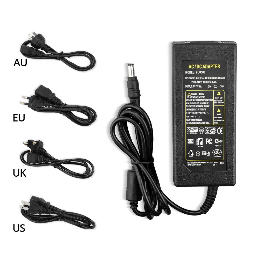 Imagem -05 - Adaptador de Fonte de Alimentação com Led 2a 3a 6a 8a 5v Faixa de Luz de Led de 5v Ws2812 Pixel Transformador Drive Tomada Eua ue