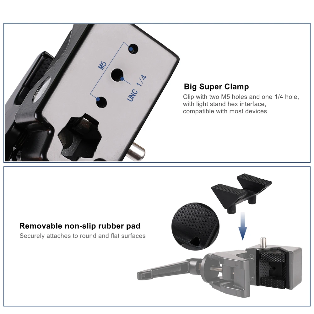 Большой зажим MINIFOCUS, Многофункциональный прочный зажим с винтовым отверстием 1/4 и 3/8 дюйма, аксессуары для фотостудии
