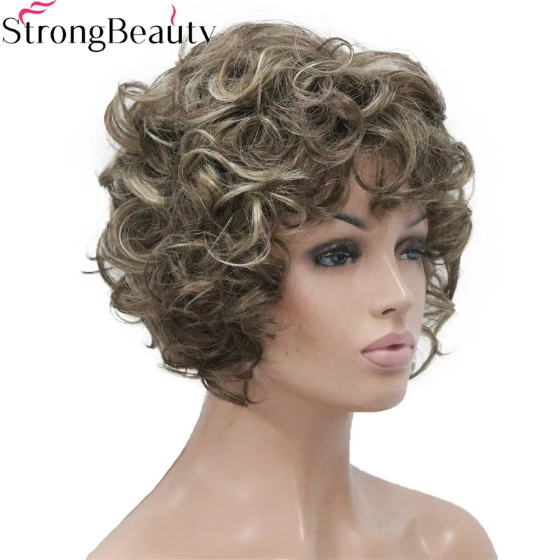 Strong Beauty Short Curly Wigs Synthetic Hair Capless Women Wig