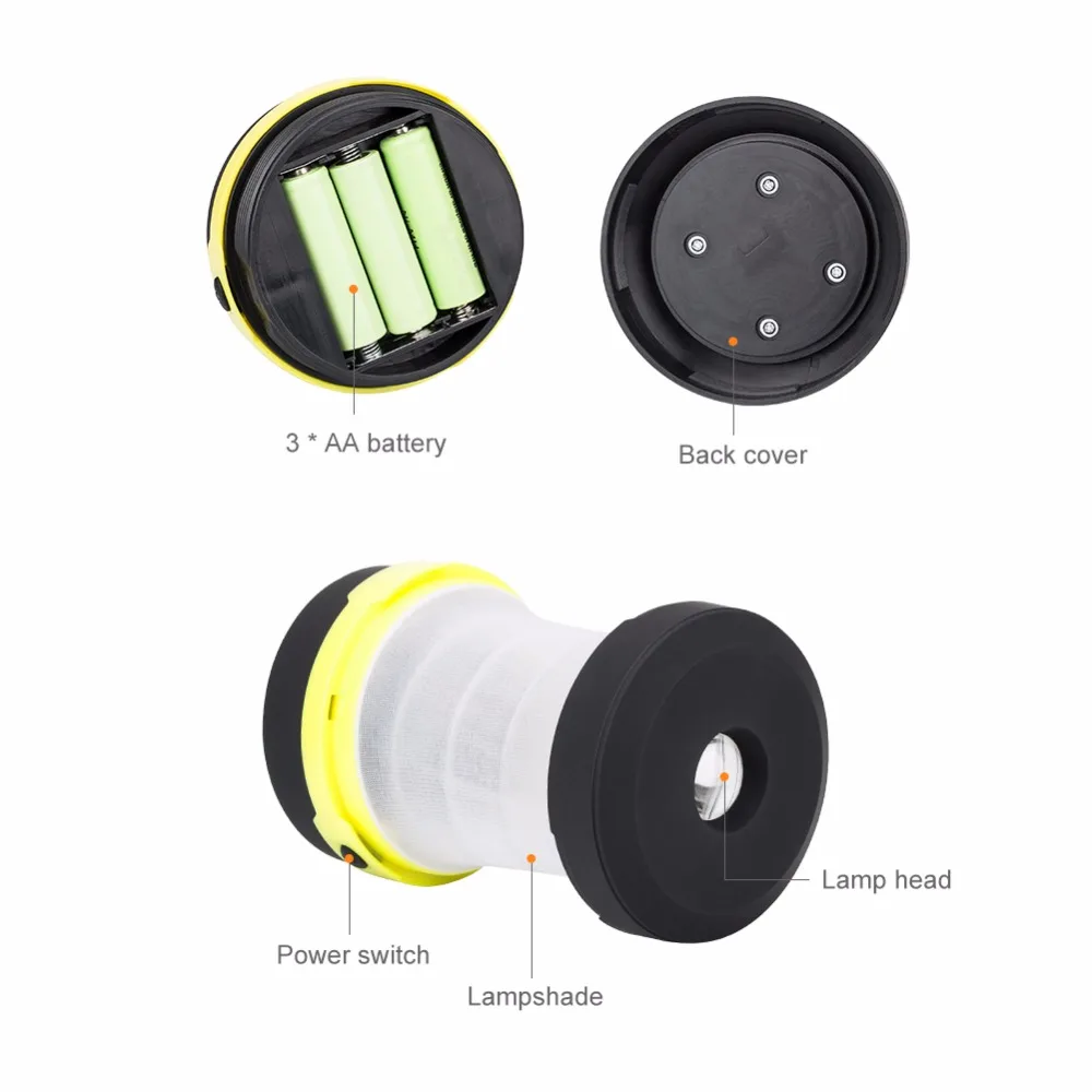 Retractable Camping Lights LED Flashlight Outdoor Portable Lantern Mini Tent Light Emergency Lamp Pocket Torch