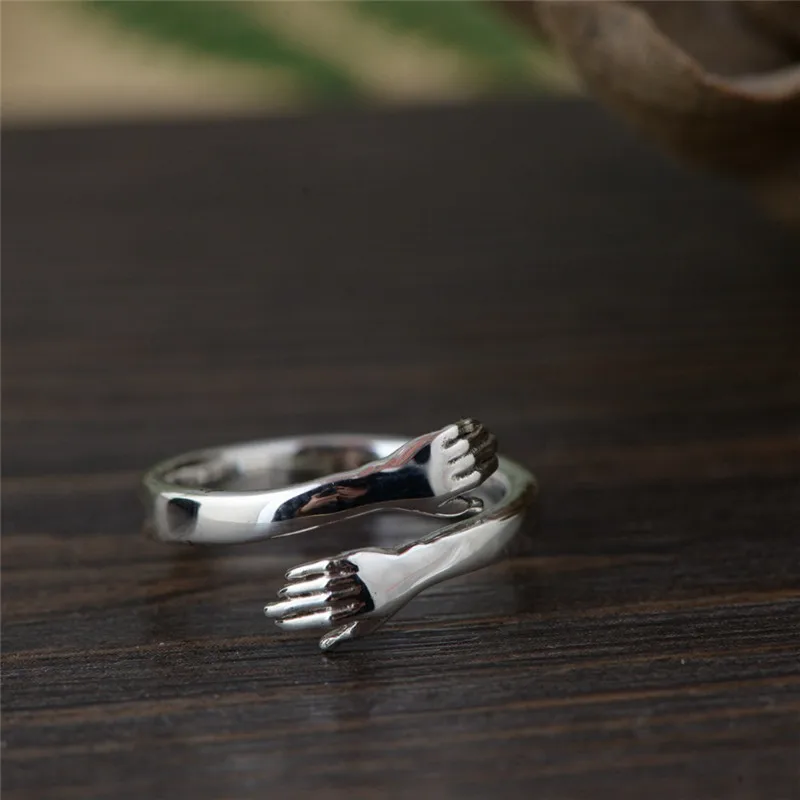 Tigrade Solide 925 Sterling Silber Arm Umarmung Offene Ringe für Frauen Männer Geschenk Sterling Silber Ring Resizable Einfache Mode Schmuck – Detail 5