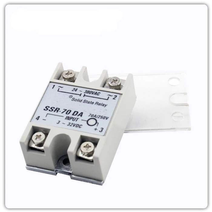 Input DC 3-32V 70A Output AC 24-380V Temperature Control DIN Rail Mount SSR Solid State Relay SSR-70DA