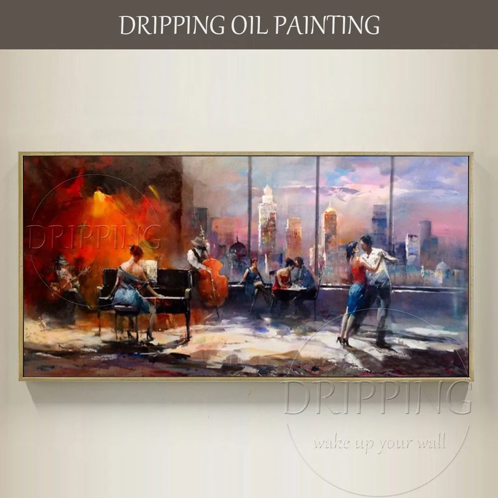 

Top Artist Hand-painted Special Landscape Dancing in New York Oil Painting on Canvas Beautiful Dance in Skyline Oil Painting