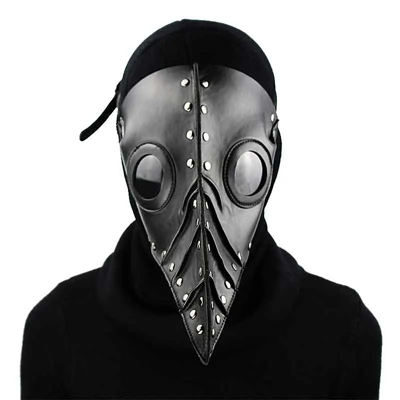 

Corzzet Black PU Leather Steampunk Mask Long Nose Plague Doctor Cosplay Gothic Steampunk Retor Rock Halloween Mask