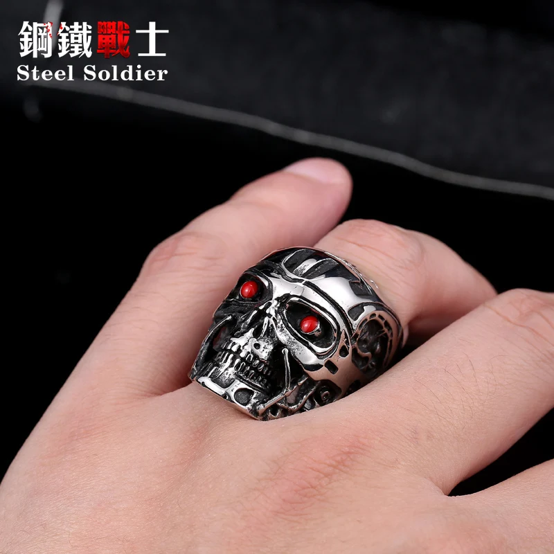 steel soldier movie ring terminator men Jason punk ring Exaggerated Personality Cheap stainless steel jewelry