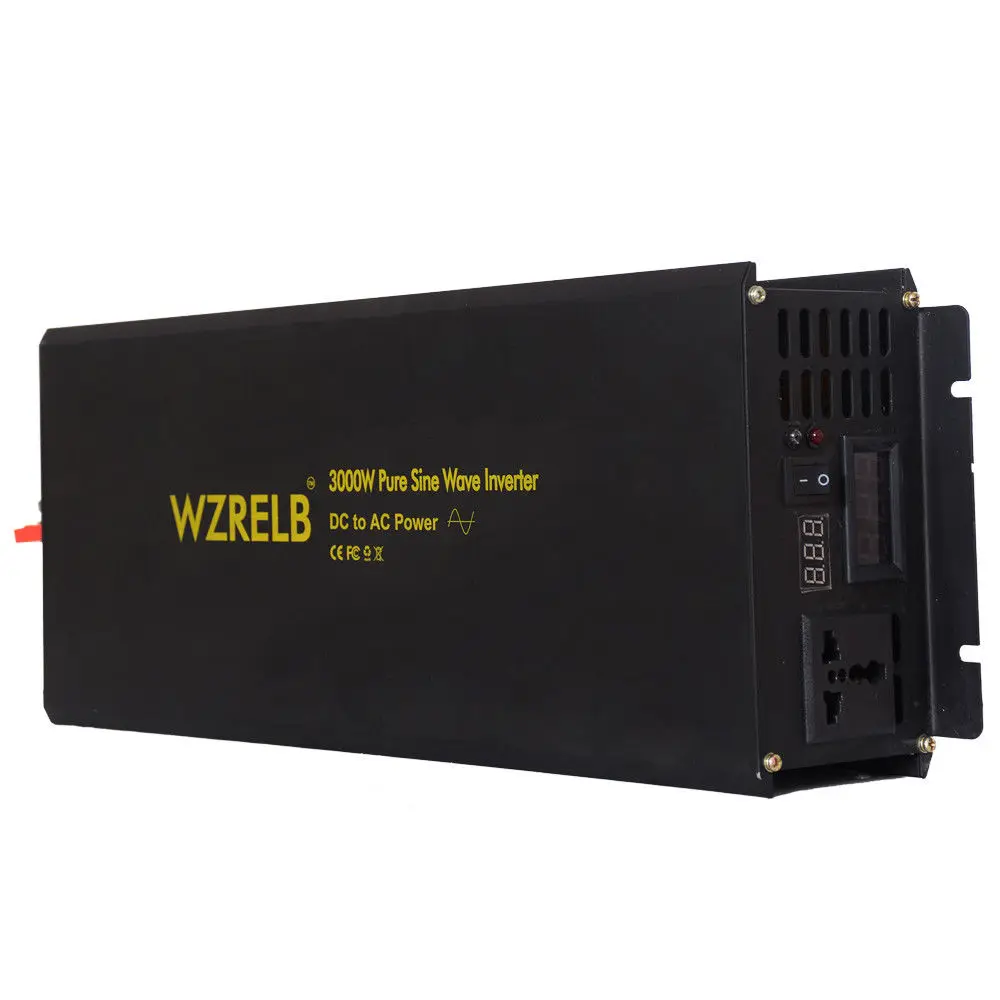 3000W Solar Inverter 24V to 220V Pure Sine Wave Inverter Battery Voltage Converter 12V/48V DC to 110/120V/240V AC Remote Control