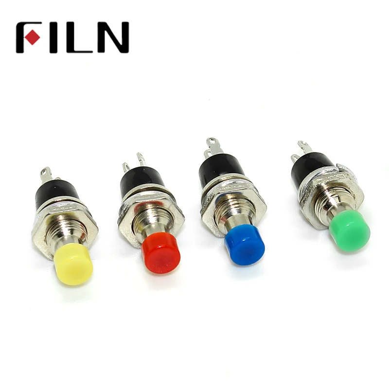 1Pcs 7mm Thread Multicolor 2 Pins Red Green Yellow Blue Black Momentary mini Push Button Switch