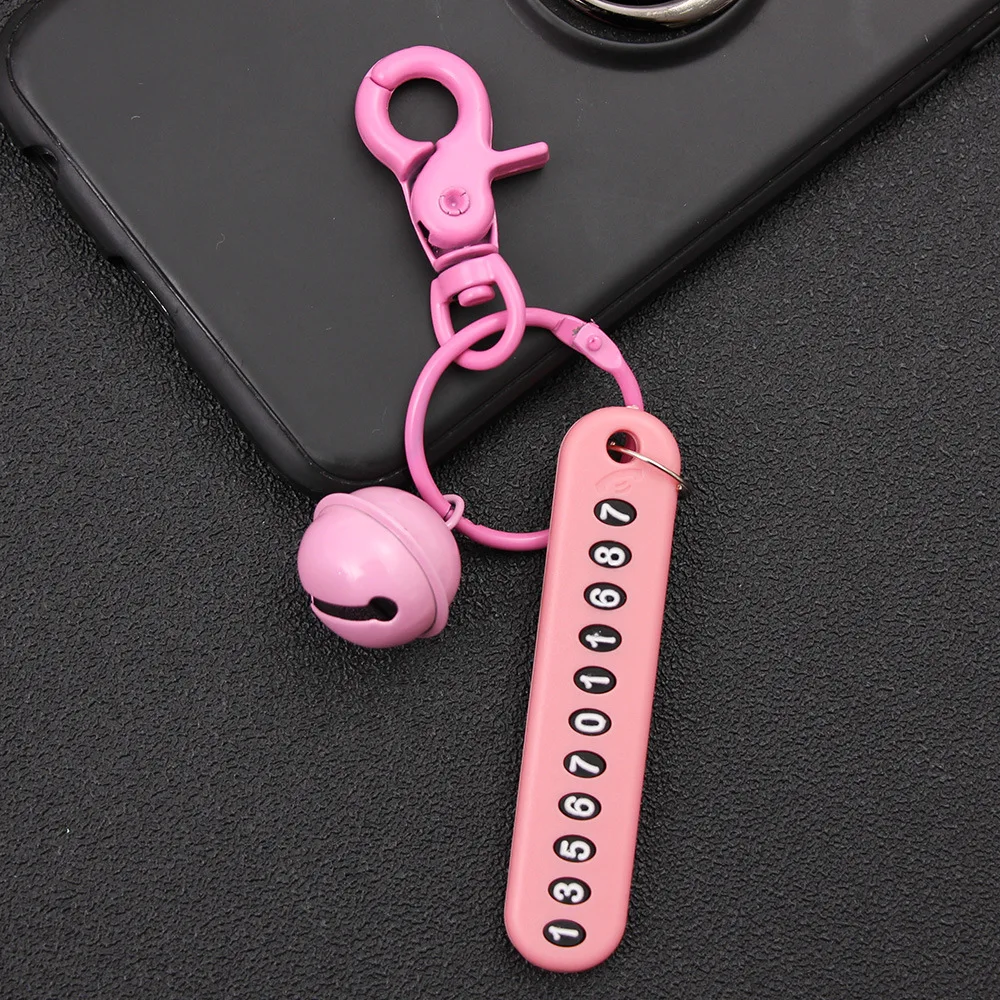 Anti-lost Phone Number Plate Car Keychain Pendant Auto Vehicle Card Keyring Key Chain Car Interior Decoration Pink Blue For Audi