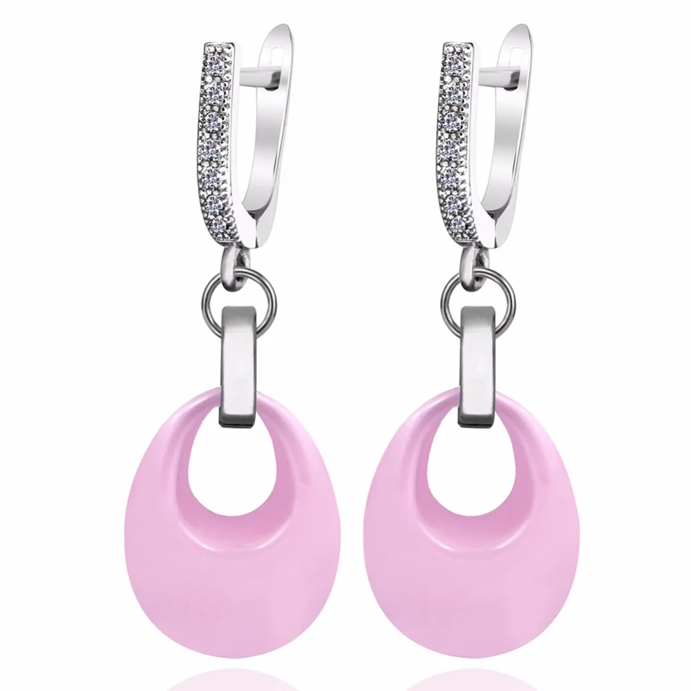 2020 Costume Jewelry Sets Black White Pink Water Drop Pendant Jewelry Earrings X Cross Rings For Women Crystal Wedding Jewelry