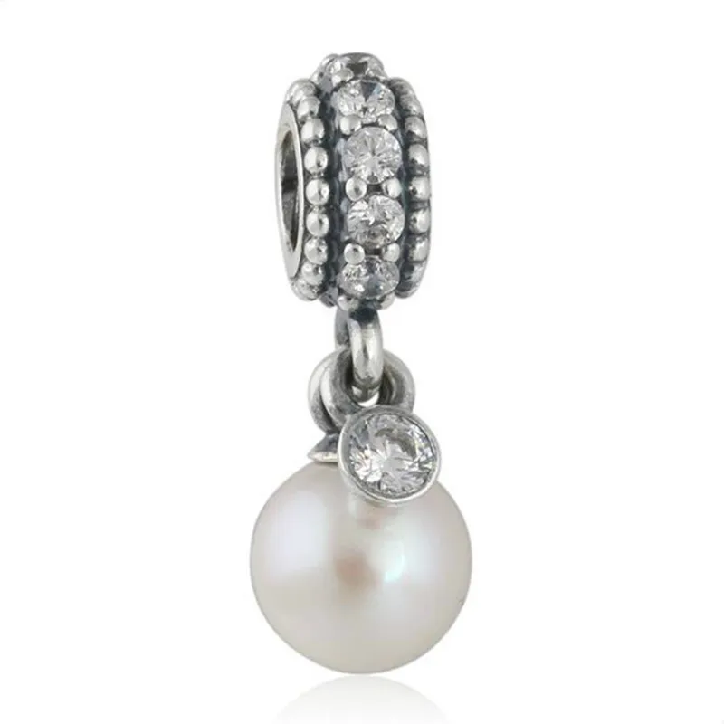 

Original 925 Sterling Silver Freshwater Pearls Pendant Elegance Charms With CZ Fits Pandora Bracelet Diy Jewelry Making