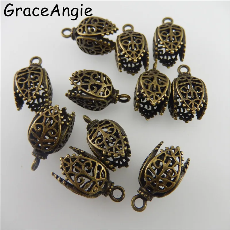 8Pieces Copper Antique Bronze Color Hollow-Pattern Pendant Finding 17*11*11MM 05745 Handmade Fashion Jewelry Charms GraceAngie