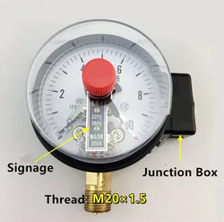 100mm Dia YXC-100  Electric Contact Pressure Gauge Meter Industrial Bottom Mounting Type Vacuum Gauge Control Pressure Meter