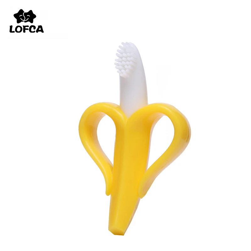 Banana Shape Safe Toddle Teether Baby Silicone Training Toothbrush  BPA Free Banana Teething Ring Silicone Chew Dental Care Toot