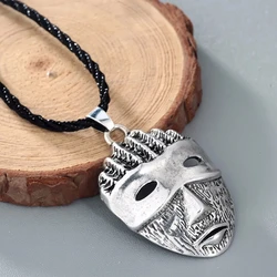 CHENGXUN Viking Men Necklace Vintage Mysterious Mask Pendant Cool Rope Long Chain Necklace Gothic African Jewelry Best Friends