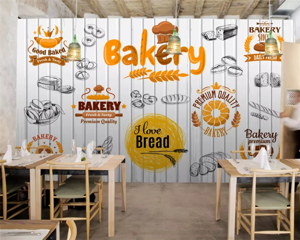 

beibehang Custom decorative painting papel de parede 3d wallpaper European American retro hand-painted bakery shop background