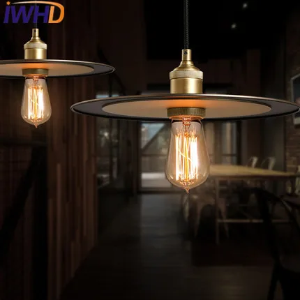 IWHD Iron Vintage Lamp Loft Industrial Pendant Light Fixture Lamparas de techo colgante moderna dining room kitchen Lights