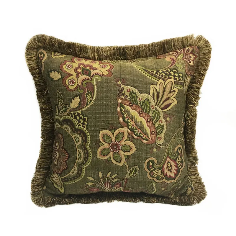 Luxurious American Vintage Flower Cushion Cover Sofa Chair Designer Home Woven Decorative Square Pillow Case 45 x 45cm 1 Pc Pack