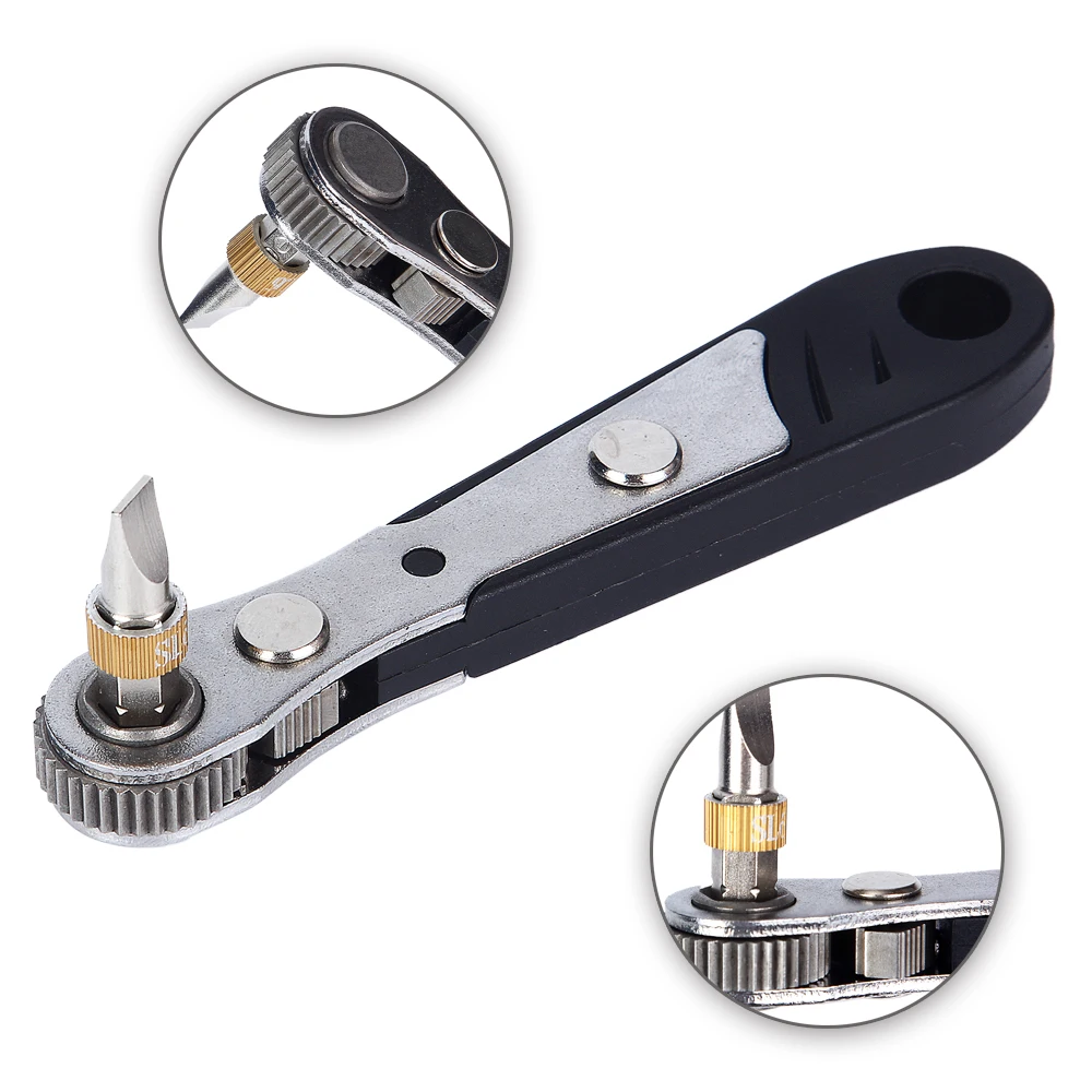 19Pcs/Set Magnetic Screwdriver Bit Set - 1/4" Hex Shank S2 Steel Bits (Philips/Slot/Hex/Torx) with Adjustable Wrench,Tool Kit