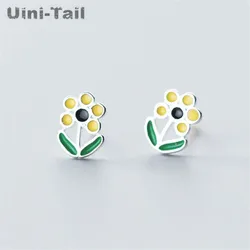 Uini-Tail 2024 hot new 925 Tibetan silver literary fresh flower earrings Korean fashion trend cute sweet flower earrings ED093