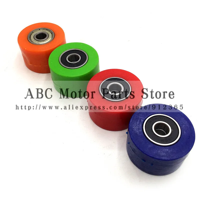 8mm 10mm Drive Chain Pulley Roller Slider Tensioner Wheel Guide For Pit Dirt Street Bike Motorcycle Atv CRF M8 M10 Orange Red