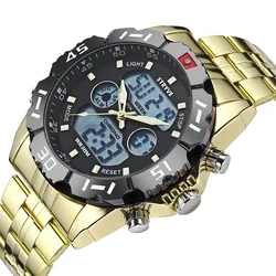 Stryve 8011 Luxury Brand Waterproof Military Sport Watches Men Stainless Steel Digital Quartz Dual Display Watch Montre Homme