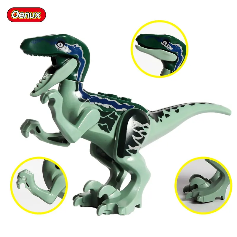 Oenux Classic Jurassic Animal Figure Building Block Velociraptor Pterosaur T-Rex DIY Assemble Dinosaurs World Brick Model Toy