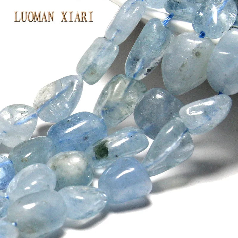 LUOMAN XIARI  Irregular Natural Aquamarine Stone Bead For Jewelry Making DIY Bracelet Necklace Material  8-10MM Strand 15''